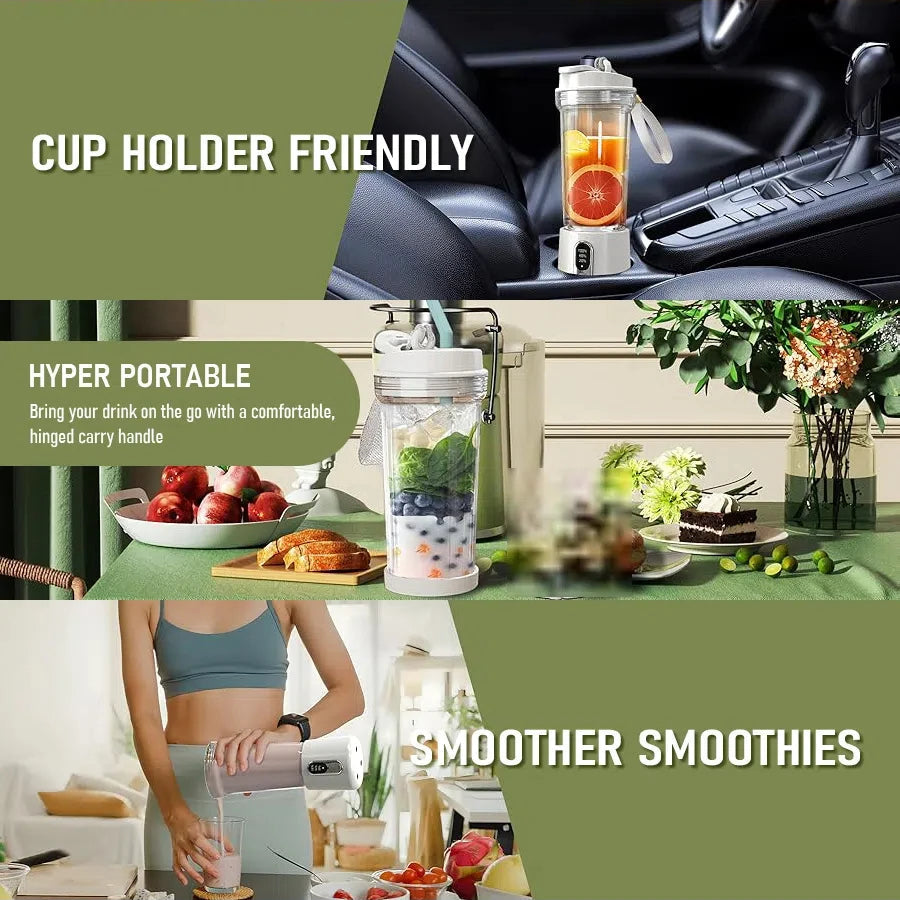 USB Rechargeable Smoothie Maker - Portable Blender with 4000mAh Battery