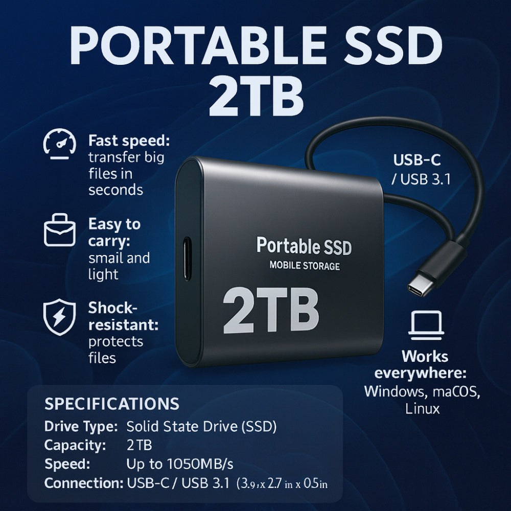 2TB Portable SSD for Rapid File Management