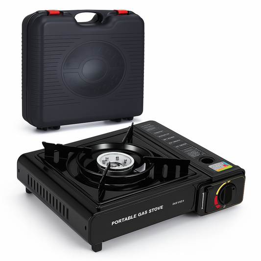 Compact Portable Gas Stove with Safety Valve and Carry Bag