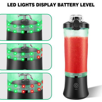 Rechargeable Portable Blender with 6 Blades – 600ML Ice-Crushing