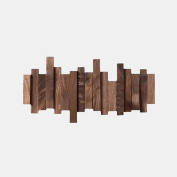Wooden Coat Rack with Folding Hooks – Entryway Wall Organizer