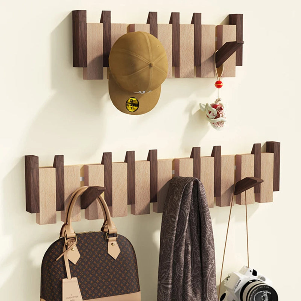 Elegant Wall-Mounted Coat Rack with Retractable Hooks