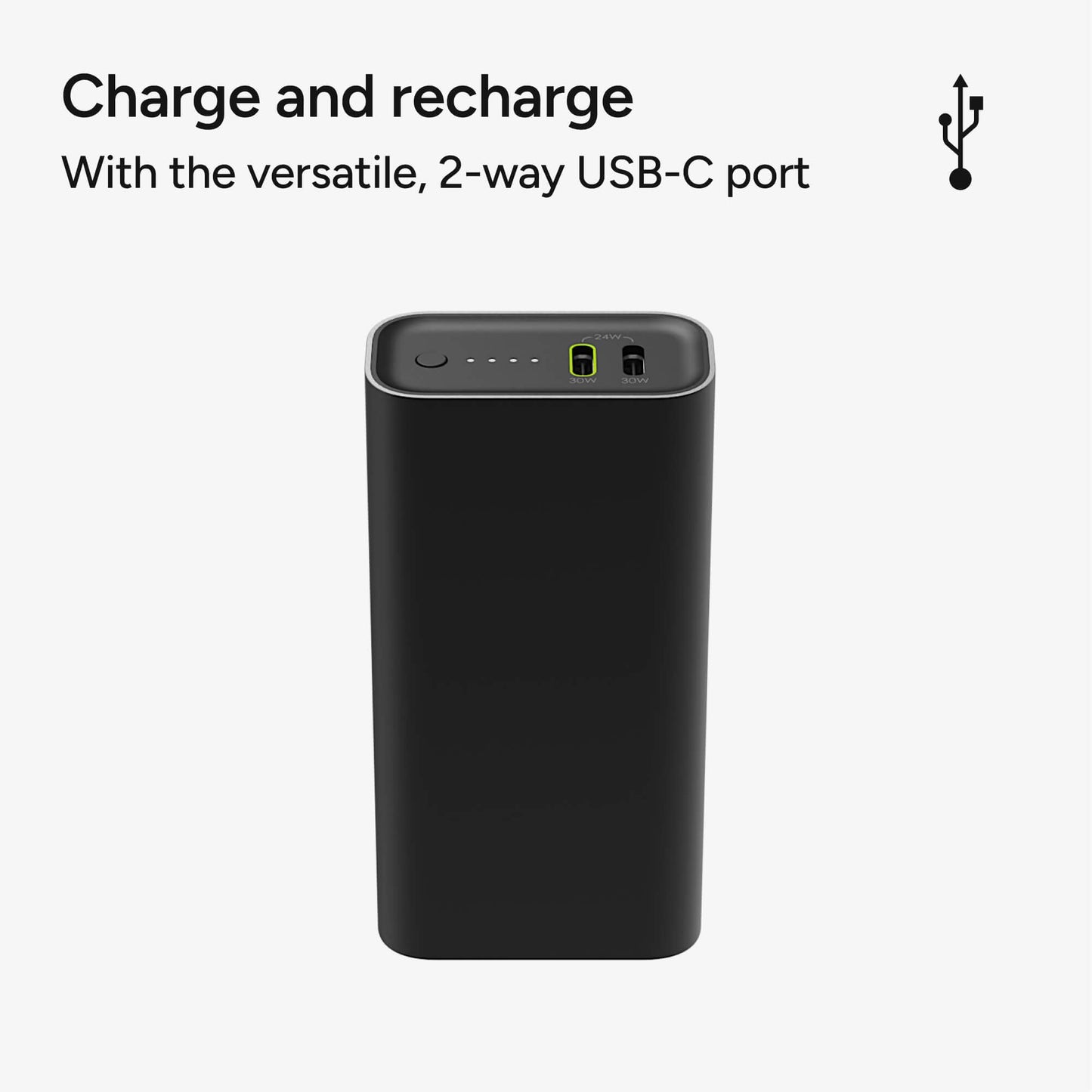 Compact 10000 mAh Fast Charge Power Bank with Dual USB-C Ports