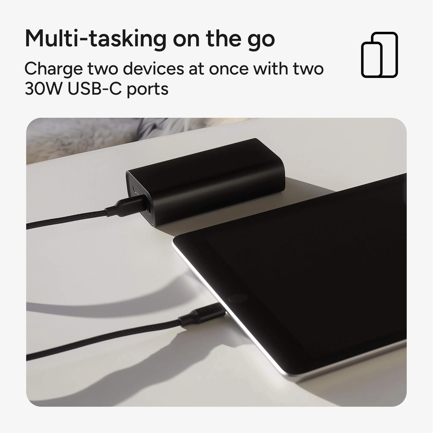 Compact 10000 mAh Fast Charge Power Bank with Dual USB-C Ports