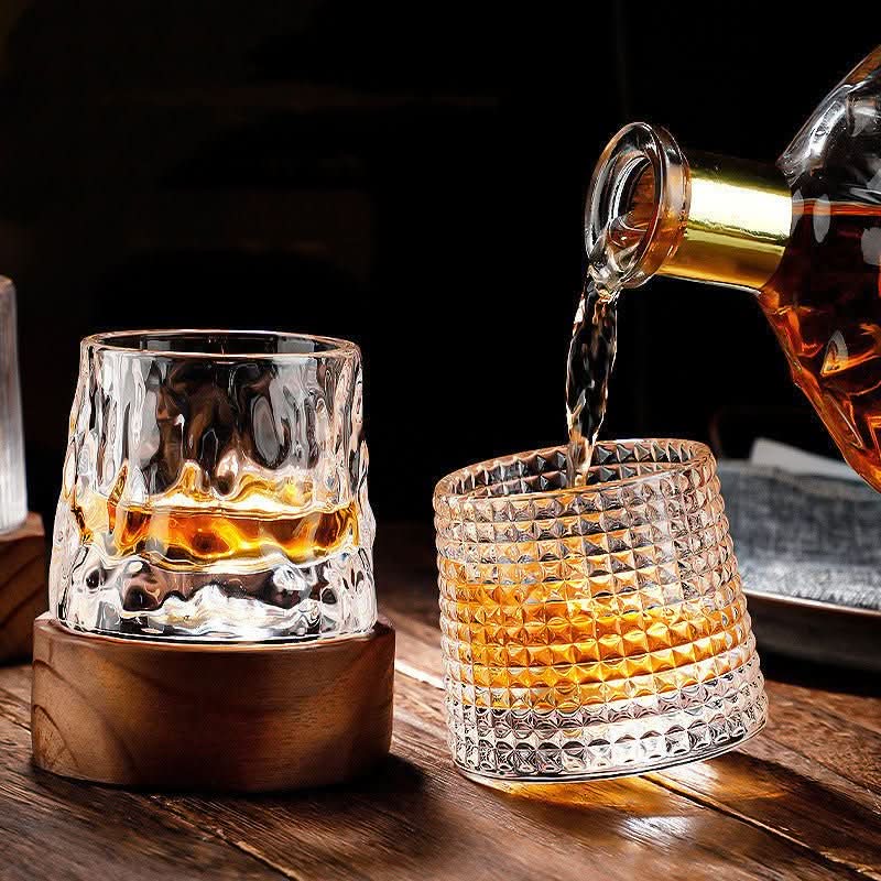 Set of Crystal Whiskey Glasses with Rotating Design