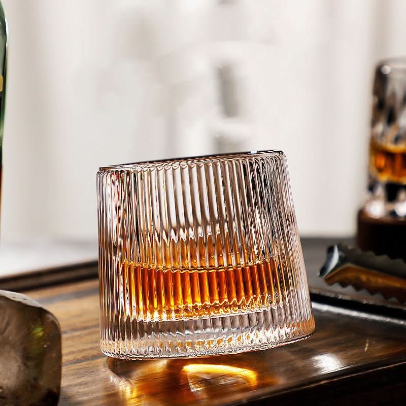 Set of Crystal Whiskey Glasses with Rotating Design