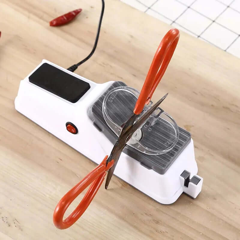 Electric Knife Sharpener with 3 Settings | Includes 5 Free Grinding Discs & USB Charging | Compact, Safe & Professional