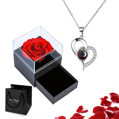 Roman Necklace | Eternal Rose and Heart Pendant | Luxurious Gift Set