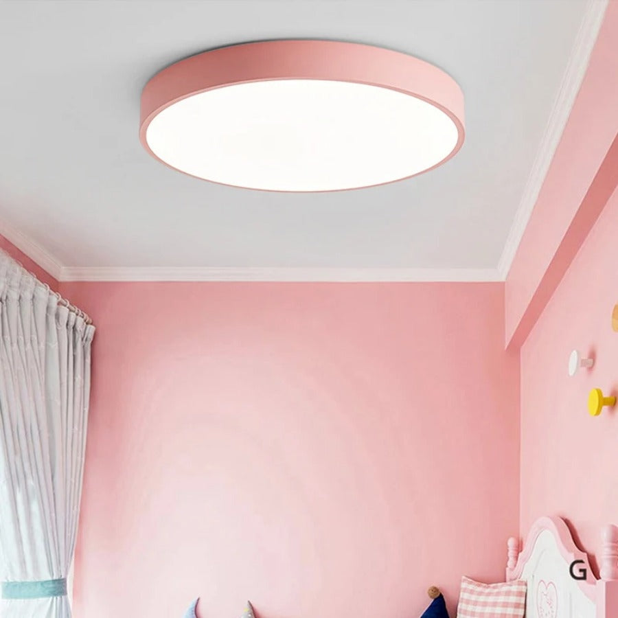 Nordic Style Circular LED Ceiling Light in Wooden Finish