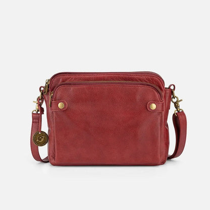 Three-Tiered Leather Crossbody and Clutch Bag in Vintage Style