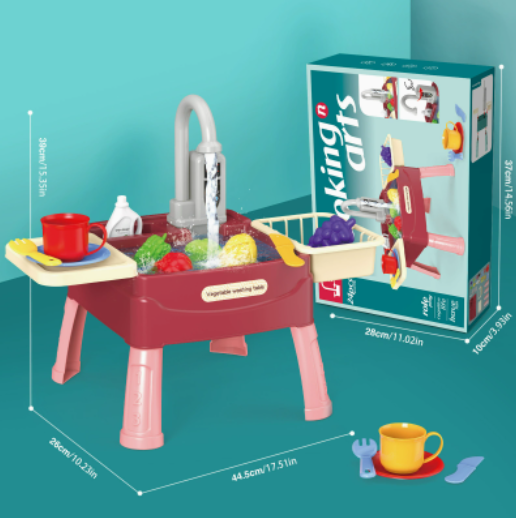 Kids' Play Kitchen with Magic Faucet and Water Feature