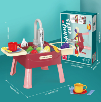 Kids' Play Kitchen with Magic Faucet and Water Feature