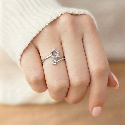 Adjustable Initial Ring Classic with Gift Box and Message Card