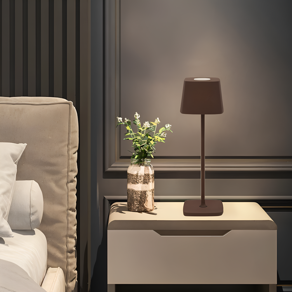 Dimmable LED Square Table Lamp – Rechargeable with Touch Control