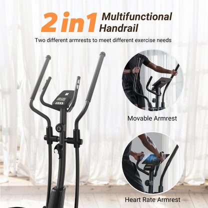 Elliptical Exercise Machine - 16 Resistance Settings, 15.5-Inch Stride, App Sync, 350 lb Weight Limit & Silent Rear Drive