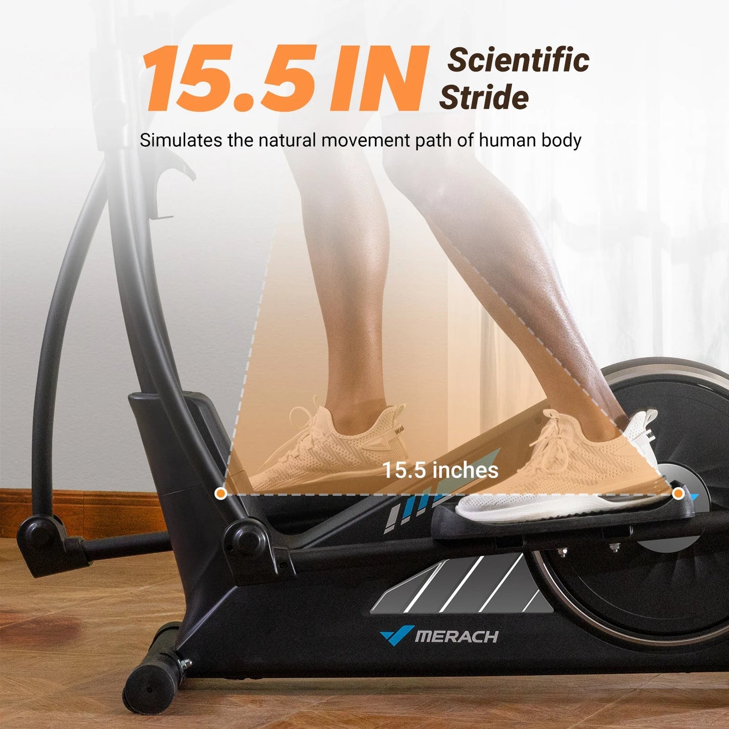Elliptical Exercise Machine - 16 Resistance Settings, 15.5-Inch Stride, App Sync, 350 lb Weight Limit & Silent Rear Drive