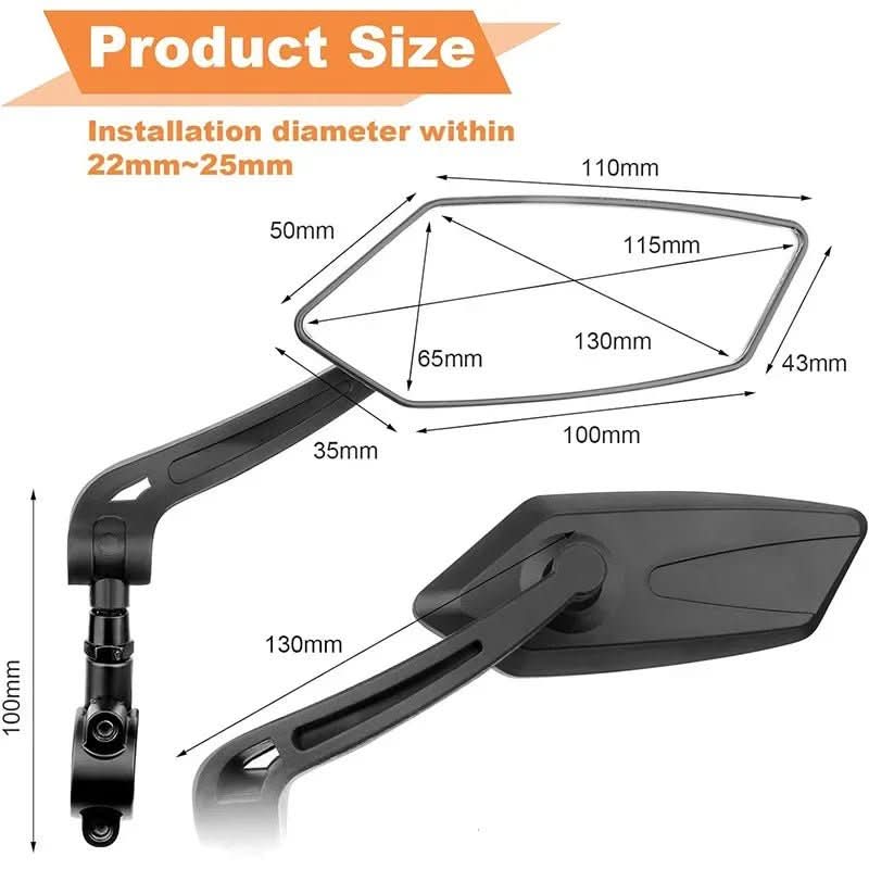 Adjustable Bicycle Rearview Mirror with Wide Angle for Enhanced Safety