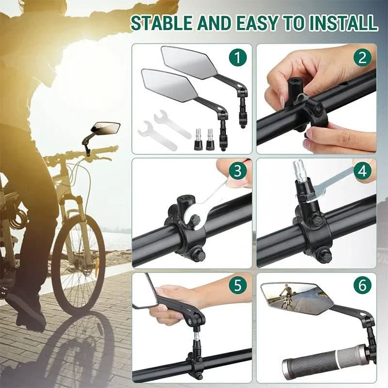 Adjustable Bicycle Rearview Mirror with Wide Angle for Enhanced Safety