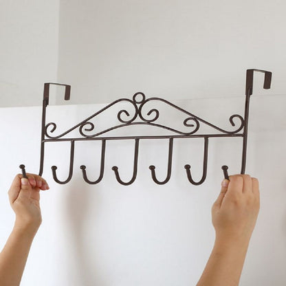 7-Hook Metal Hanger Bracket for Wall and Door Clothes Storage