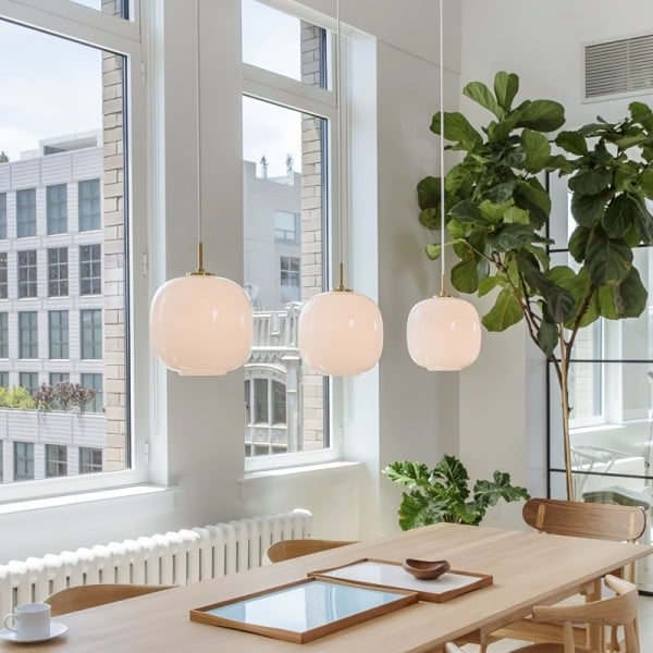 LED Pendant Light with Sculptural Opal Glass for Living and Dining Areas