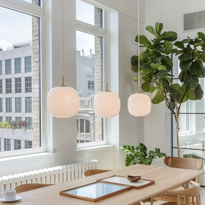 LED Pendant Light with Sculptural Opal Glass for Living and Dining Areas