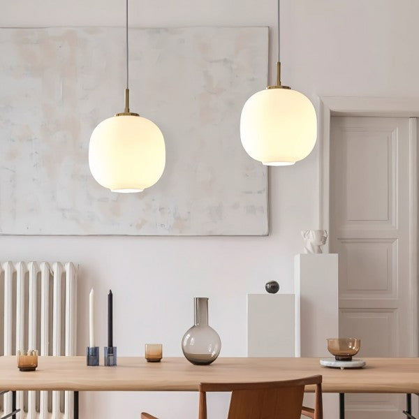 LED Pendant Light with Sculptural Opal Glass for Living and Dining Areas