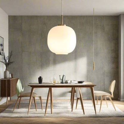 LED Pendant Light with Sculptural Opal Glass for Living and Dining Areas