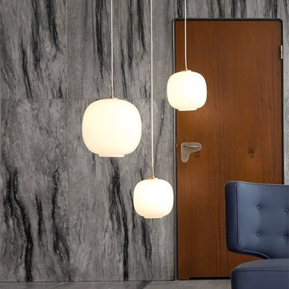 LED Pendant Light with Sculptural Opal Glass for Living and Dining Areas