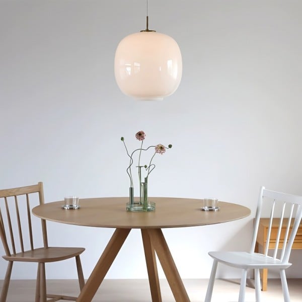 LED Pendant Light with Sculptural Opal Glass for Living and Dining Areas