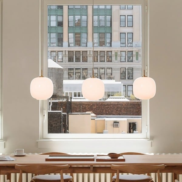 LED Pendant Light with Sculptural Opal Glass for Living and Dining Areas