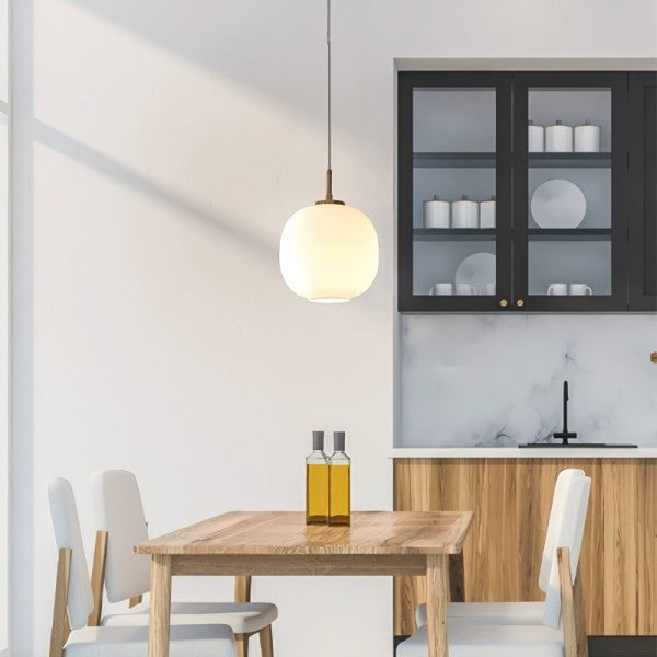 LED Pendant Light with Sculptural Opal Glass for Living and Dining Areas
