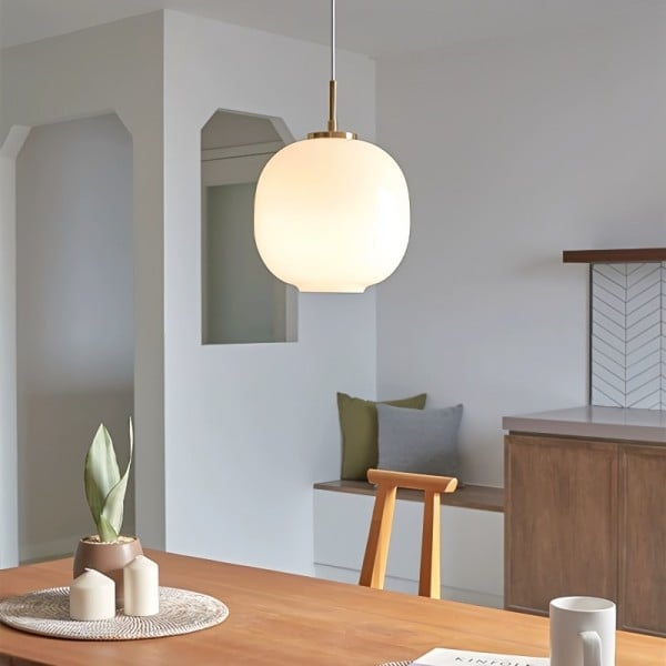 LED Pendant Light with Sculptural Opal Glass for Living and Dining Areas