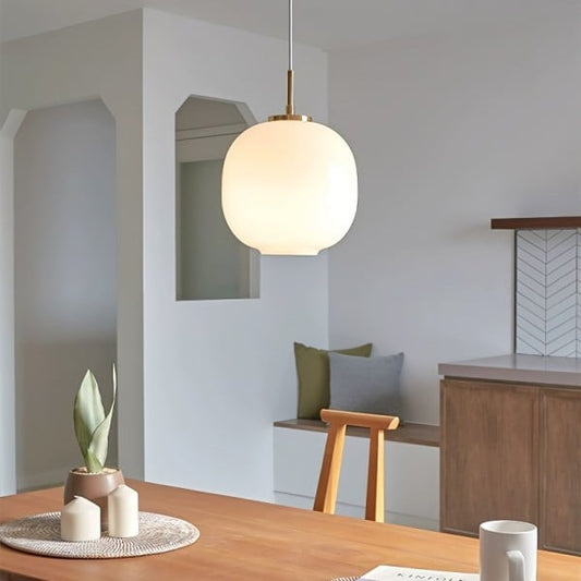 LED Pendant Light with Sculptural Opal Glass for Living and Dining Areas