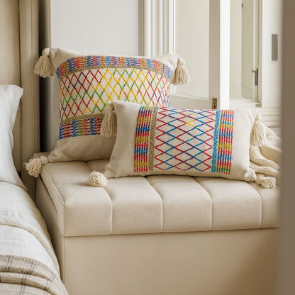 Vibrant Weave Fringe Pillow Case