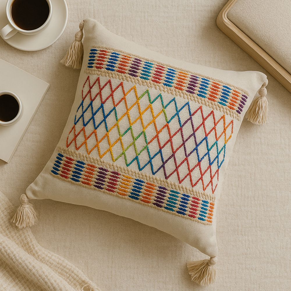Vibrant Weave Fringe Pillow Case