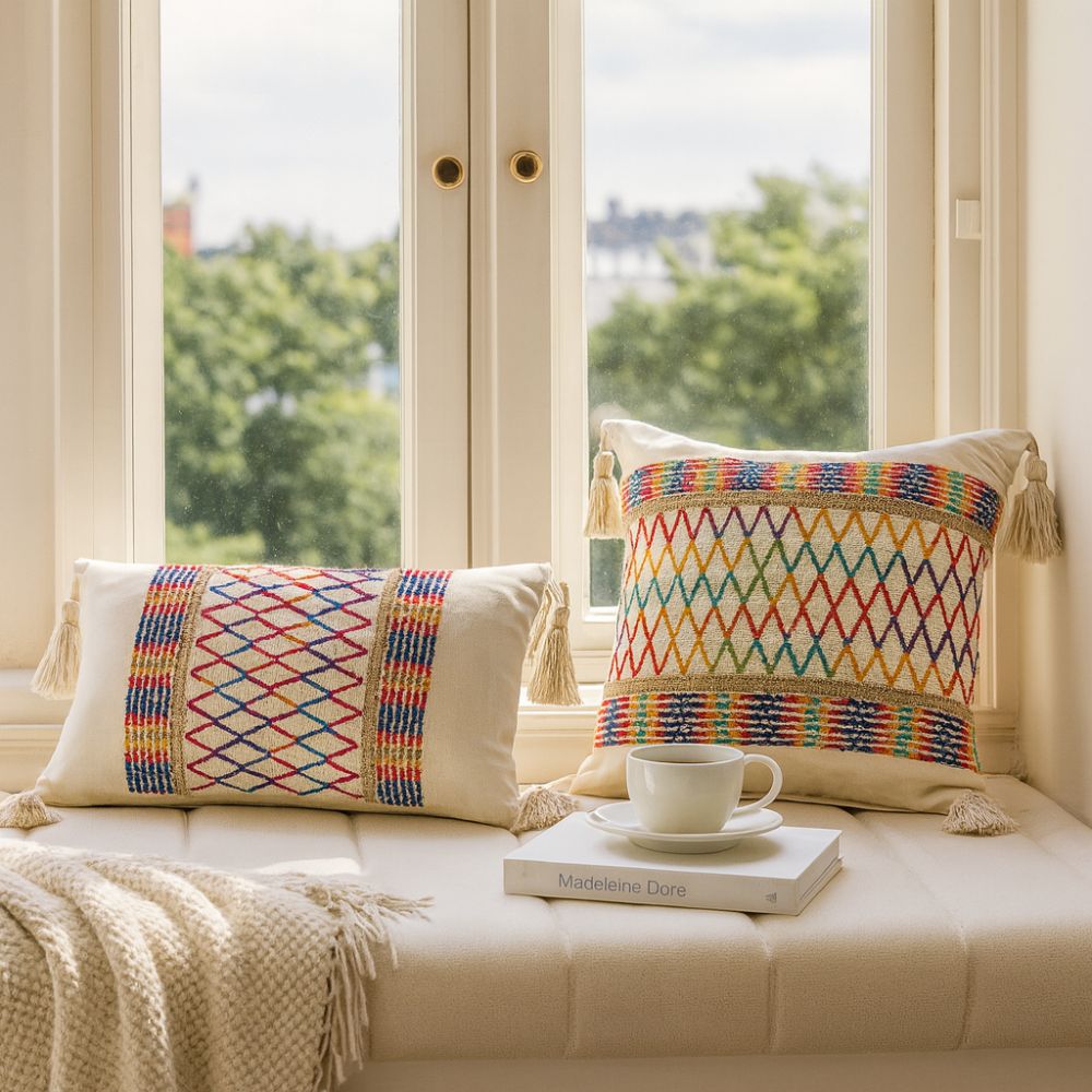 Vibrant Weave Fringe Pillow Case