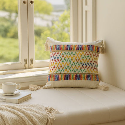Vibrant Weave Fringe Pillow Case