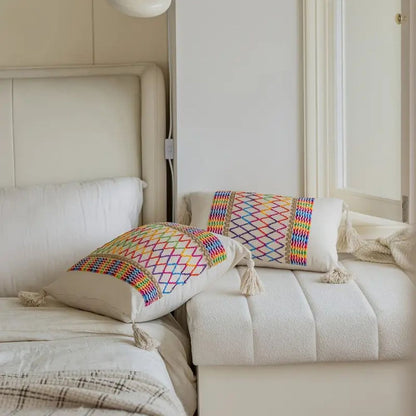 Vibrant Weave Fringe Pillow Case