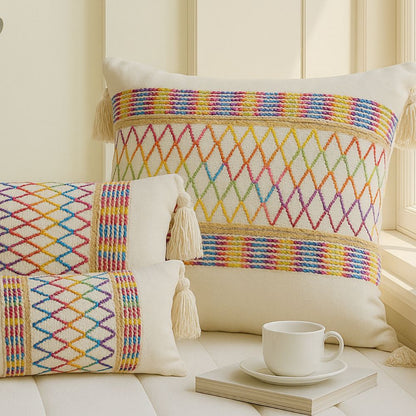 Vibrant Weave Fringe Pillow Case