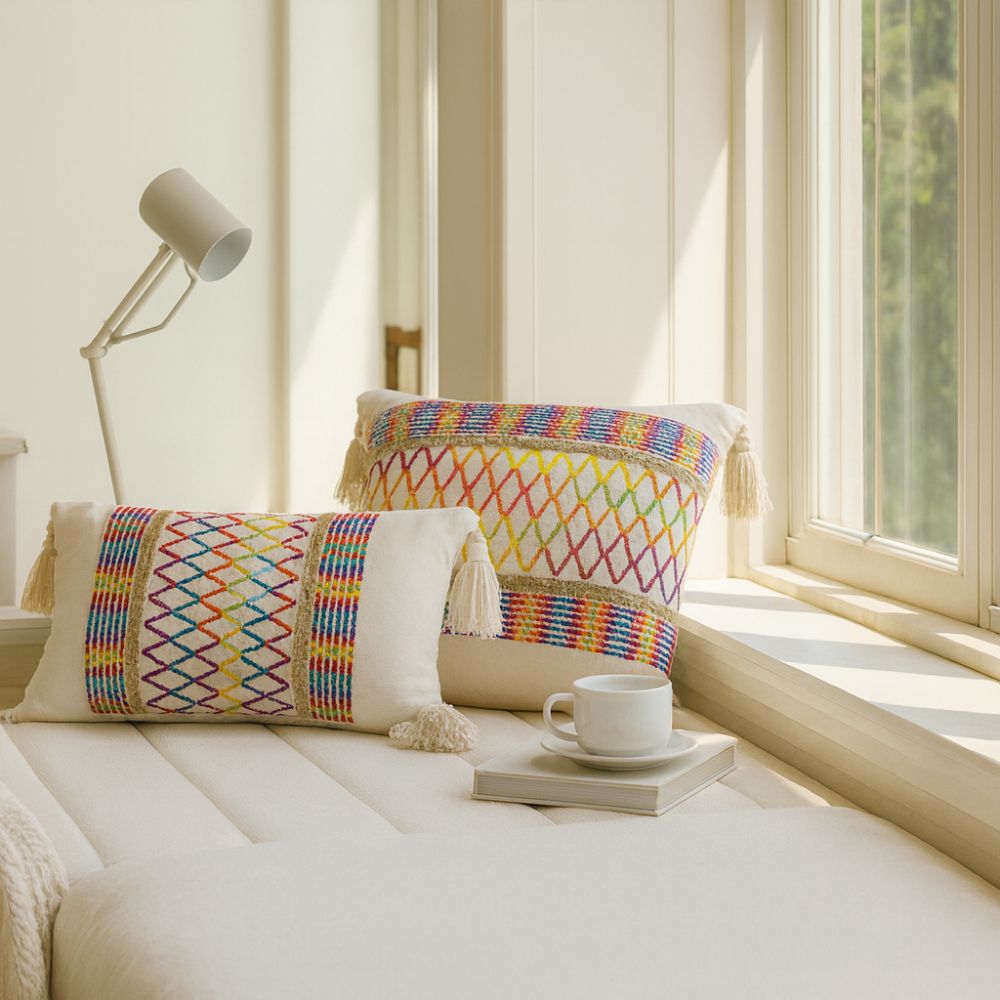 Vibrant Weave Fringe Pillow Case