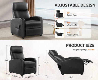 Reclining Massage Chair with Dual Lumbar Support | 8 Settings, 3 Levels, 90°–160° Angle, Footrest & 275 lb Weight Limit