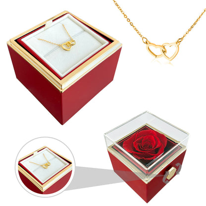 Rose and Heart Necklace Gift Set – Light Eternal Rose with Secret Love Pendant