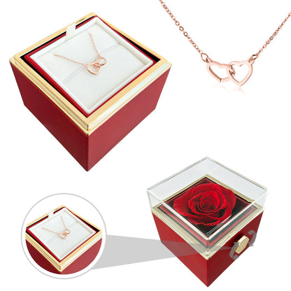 Rose and Heart Necklace Gift Set – Light Eternal Rose with Secret Love Pendant