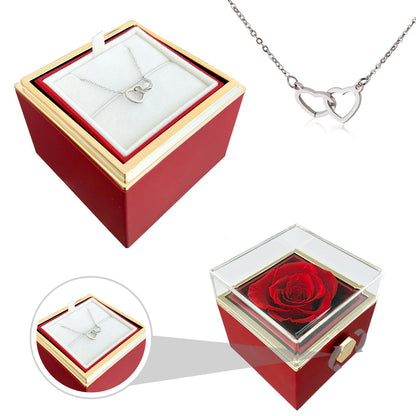 Rose and Heart Necklace Gift Set – Light Eternal Rose with Secret Love Pendant