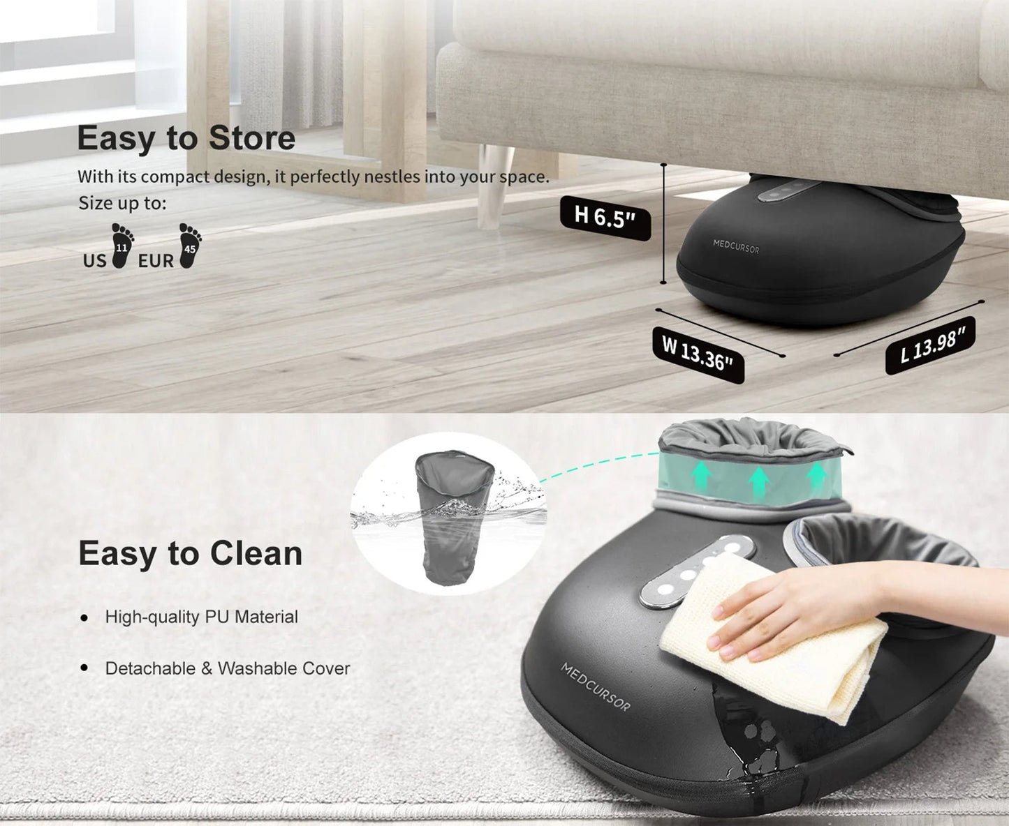 Heated Foot Massager with Shiatsu Kneading and Auto Timer