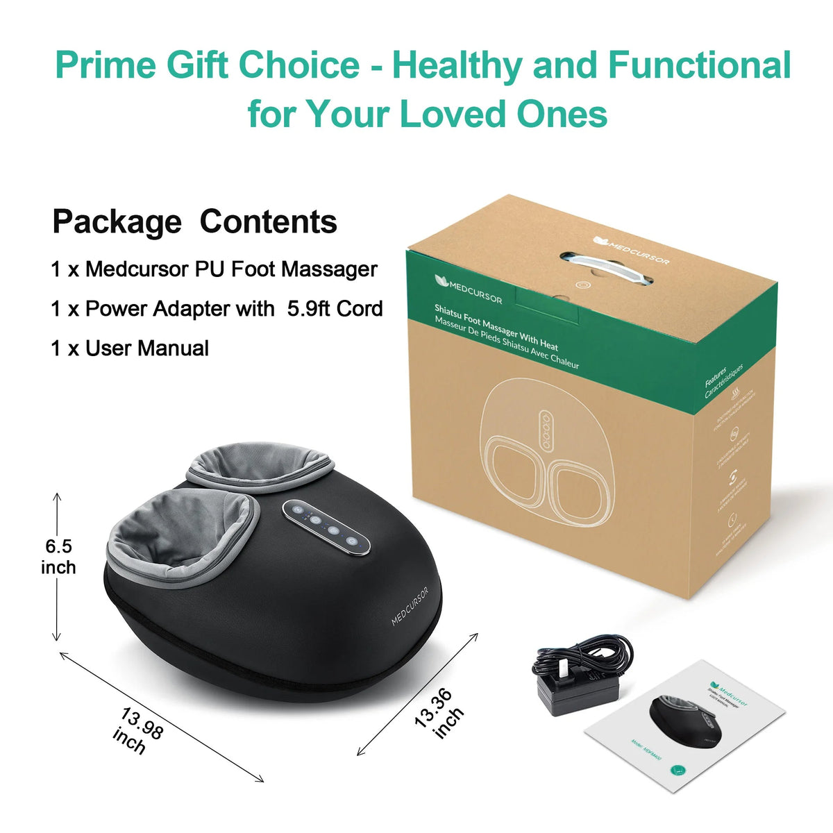 Heated Foot Massager with Shiatsu Kneading and Auto Timer