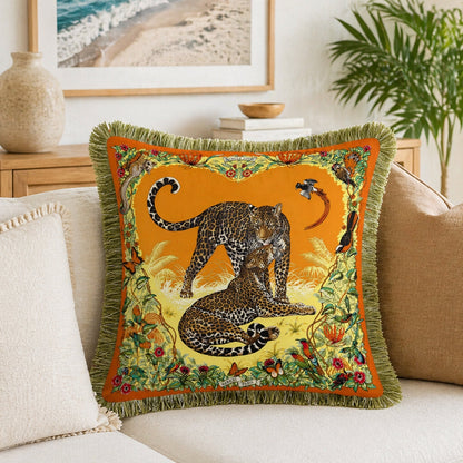 Exotic Jungle Velvet Throw Pillow Cover