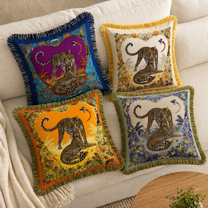 Exotic Jungle Velvet Throw Pillow Cover