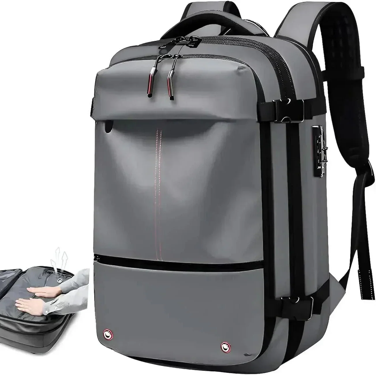 Water-Resistant Travel Backpack with Laptop Slot up to 17.3 inches, Lockable and Compressible with Padded Straps