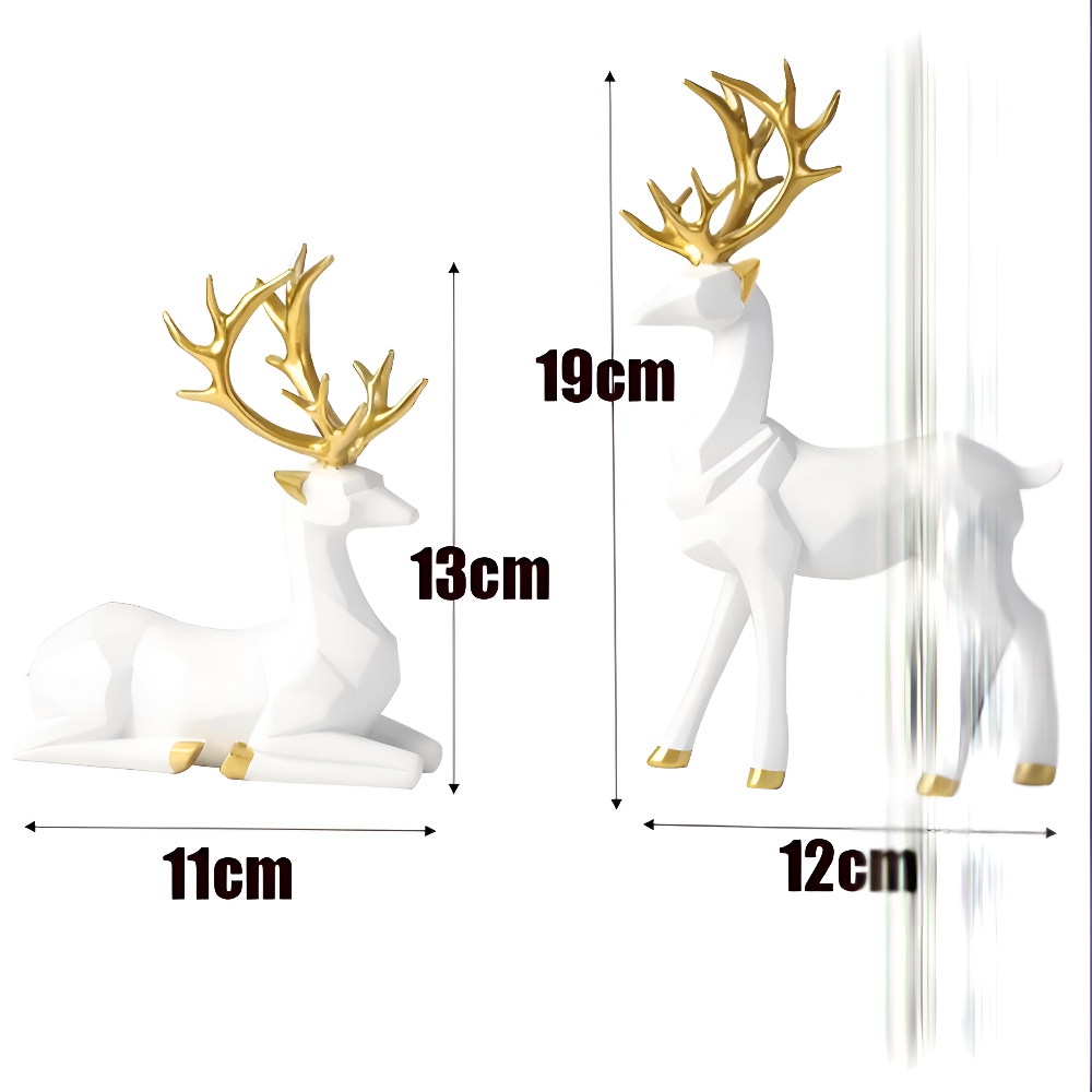 Modern 2-Piece Resin Decoration Set – Geometric Reindeer Figurines